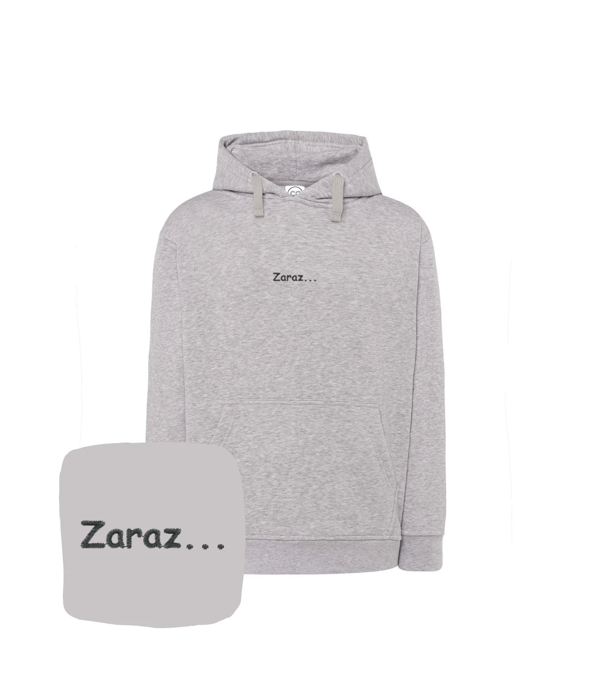 Szara bluza z haftem 'Zaraz...' - idealny prezent młodzieżowy z haftem, styl casual