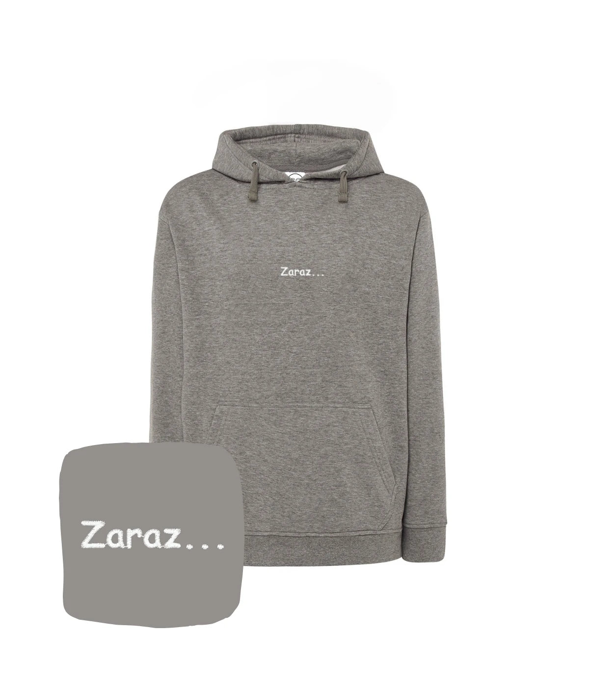 Szara bluza z haftem 'Zaraz...' - stylowy prezent, trwały haft komputerowy