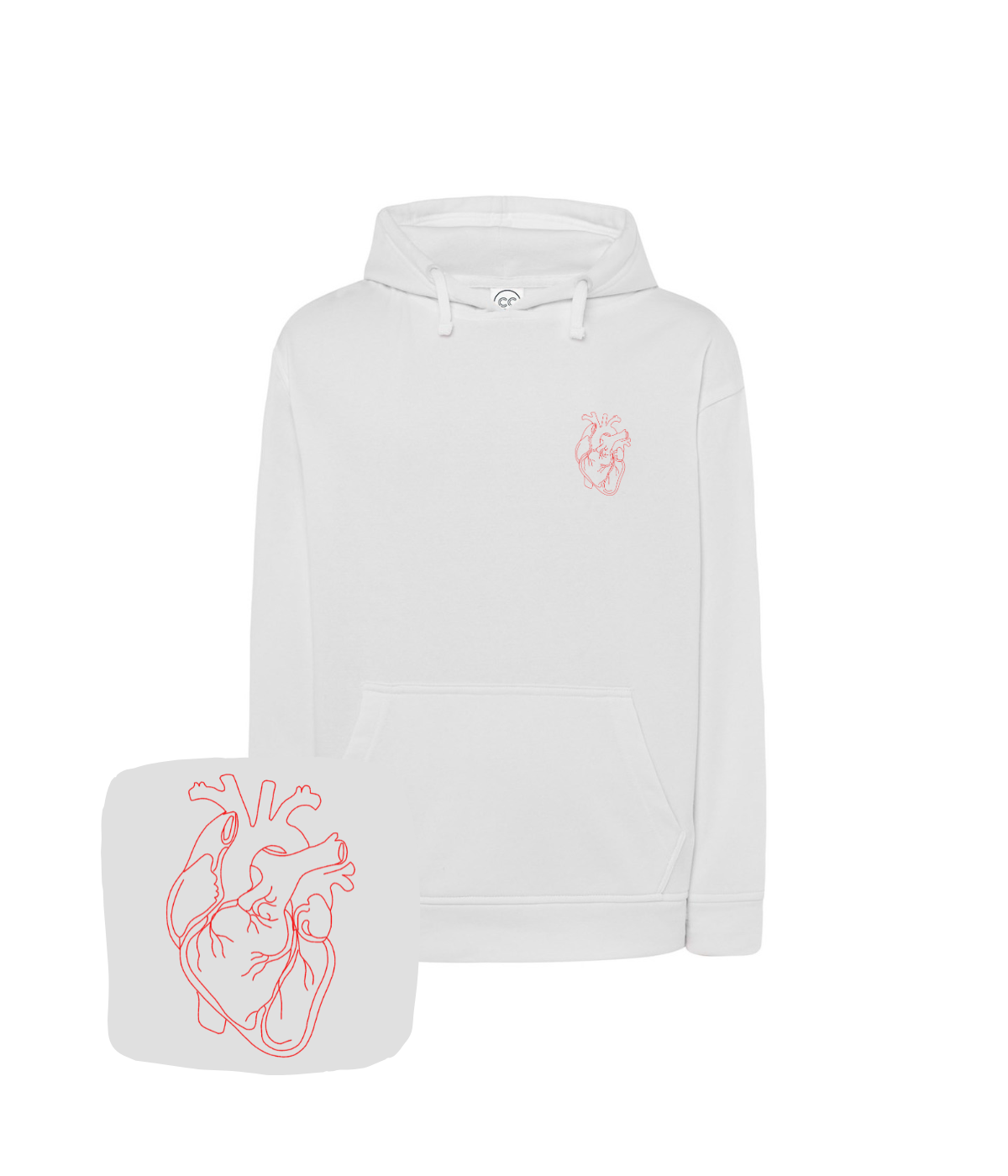 Bluza z haftem anatomicznego serca – bluza anatomicznego serca kolorowy nadruk, intensywne barwy