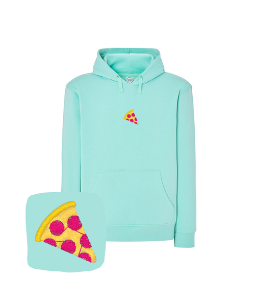 Bluza z haftem kawałka pizzy – bluza haftowana komputerowo pizzy, trwała przez lata