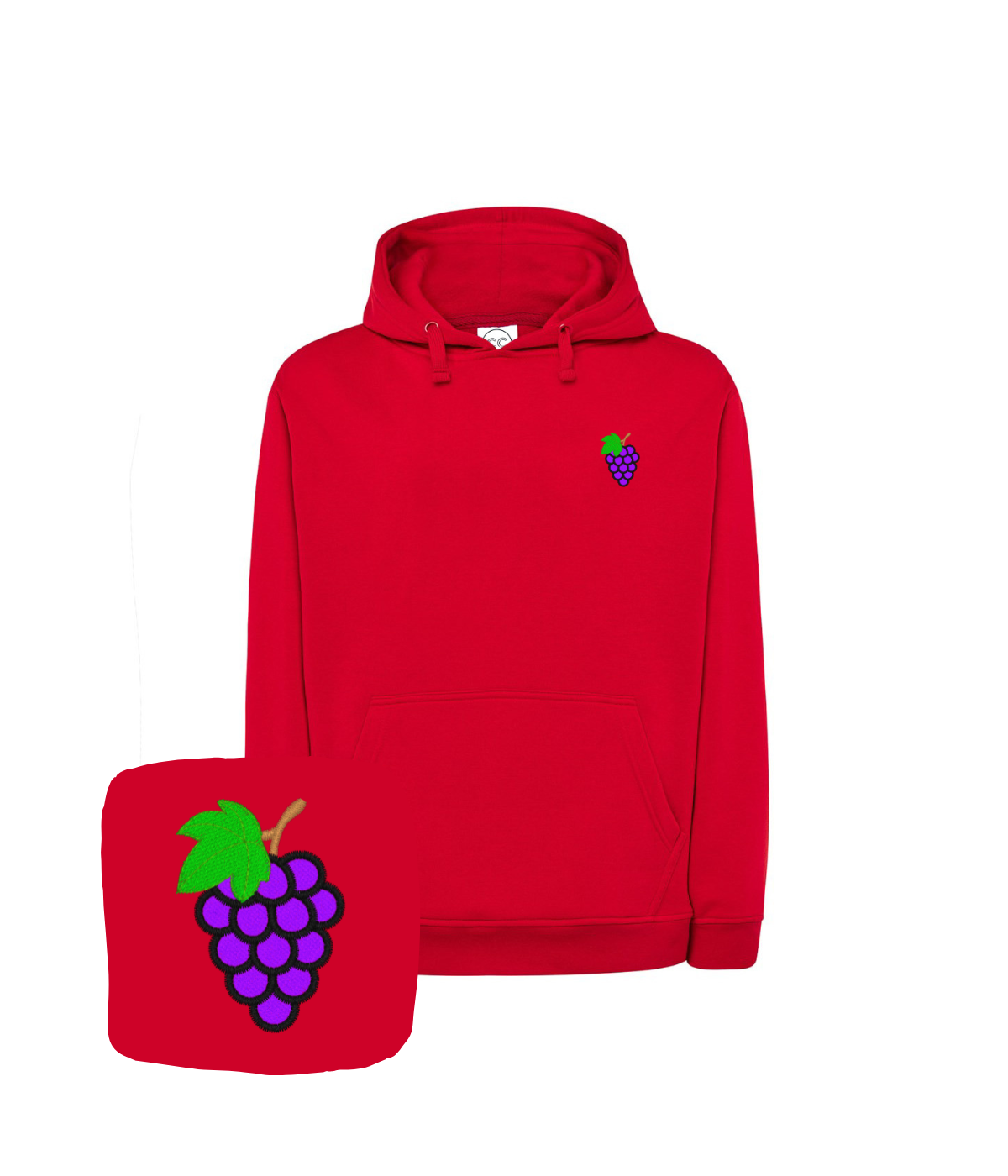 Bluza z haftem winogron – bluza winogoron druk cyfrowy, precyzyjne detale