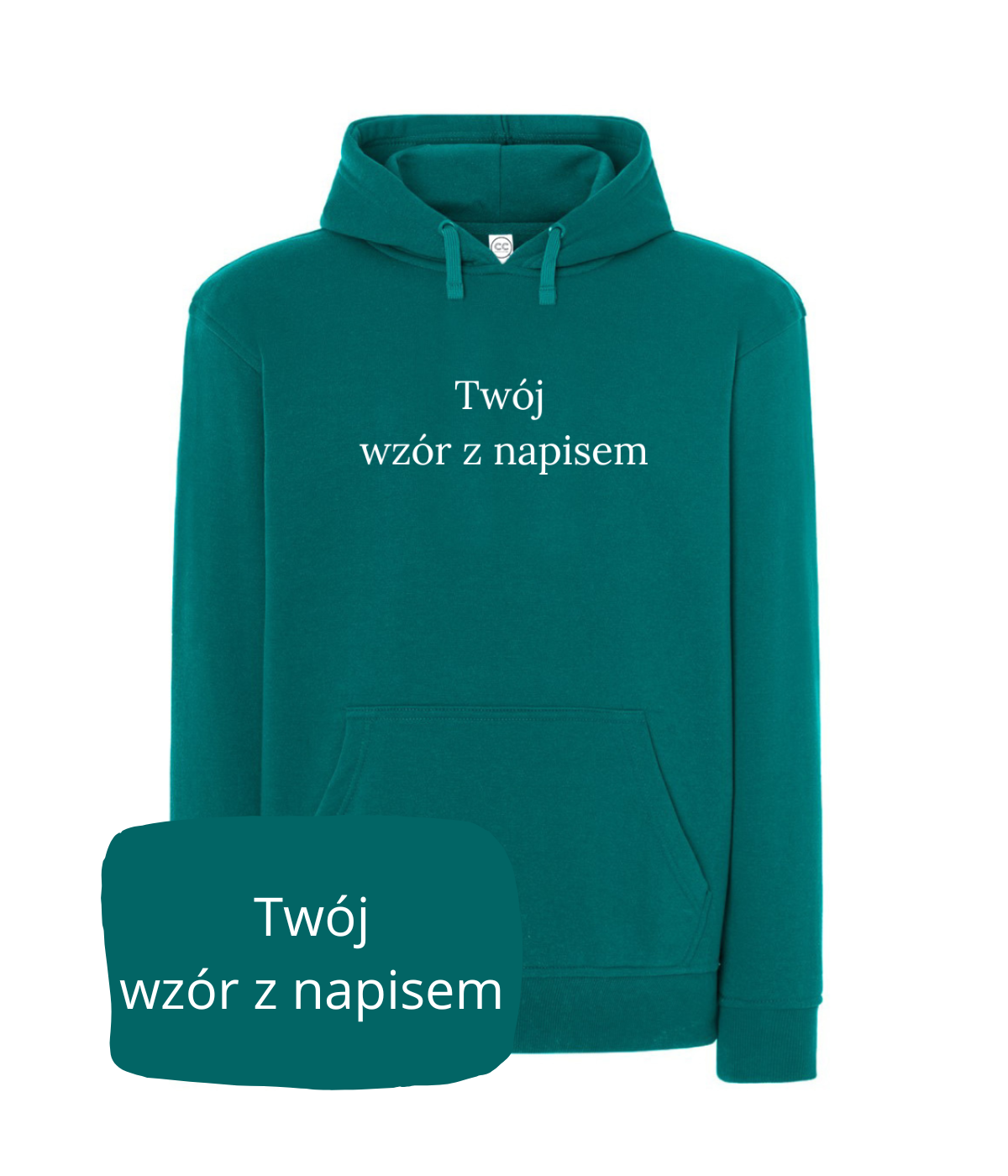 Personalizowana bluza z kapturem od CustomClothes.pl z napisem i haftem z własnego zdjęcia, wygodny i unikalny design.