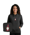 Colorful hoodie with embroidered gnome design, featuring festive details, perfect for holiday wear by CustomClothes.pl