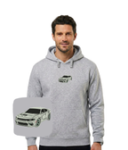 CustomClothes.pl Dodge Charger hoodie with embroidered car design, soft fabric, and casual fit, displayed on a plain background.