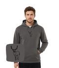 Blue hoodie with embroidered outline of a deer, by CustomClothes.pl, featuring detailed deer embroidery on the front.