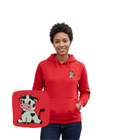 Colorful hoodie with a cow embroidery design, crafted by CustomClothes.pl, featuring detailed cow artwork on the front.