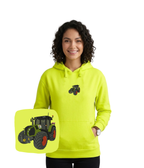 Blue blouse with embroidered Claas logo and tractor design, casual clothing from CustomClothes.pl.