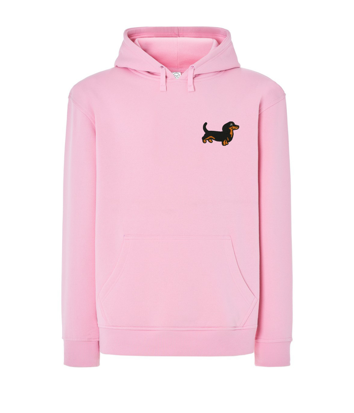 Pink bluza with embroidered dachshund design from CustomClothes.pl, featuring a cozy fit and detailed dog illustration.