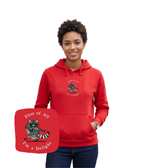 CustomClothes.pl blue hoodie with embroidered raccoon design, cozy casual sweatshirt with detailed embroidery.