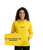 Gray hoodie with a colorful embroidered design from CustomClothes.pl, featuring the phrase "Ile można tego słuchać" from the Bez Cenzury collection.