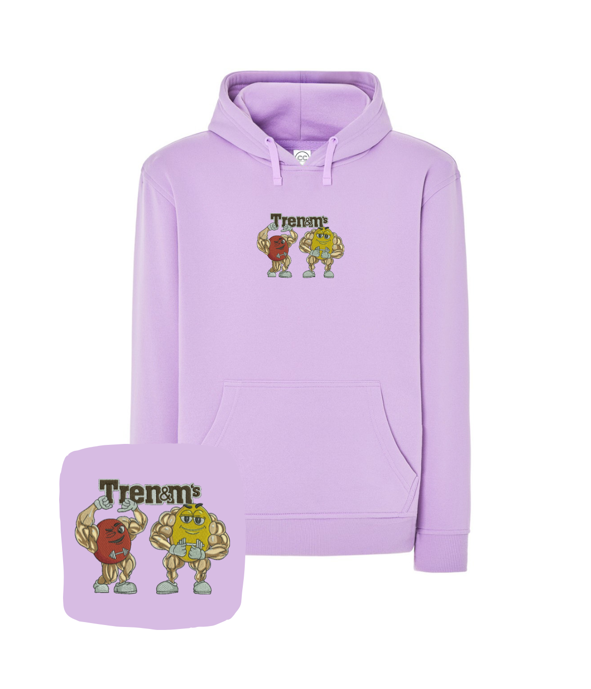 Gray hoodie with humorous embroidered design, featuring a comfortable fit and adjustable drawstring hood, by CustomClothes.pl.