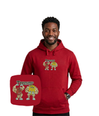Gray hoodie with humorous embroidered design from CustomClothes.pl, featuring a comfortable fit and casual style.