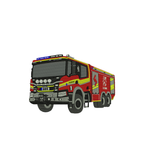 Fire truck-themed sweatshirt from CustomClothes.pl featuring a detailed fire engine graphic on the front.