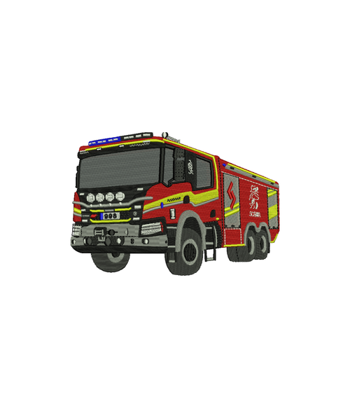 Fire truck-themed sweatshirt from CustomClothes.pl featuring a detailed fire engine graphic on the front.