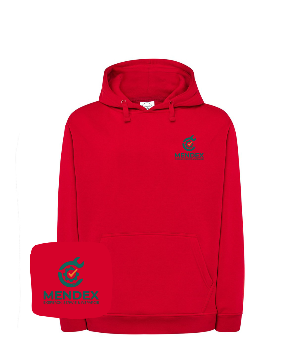 Blue sweatshirt with embroidered company logo on the chest, featuring a comfortable fit and casual style from CustomClothes.pl