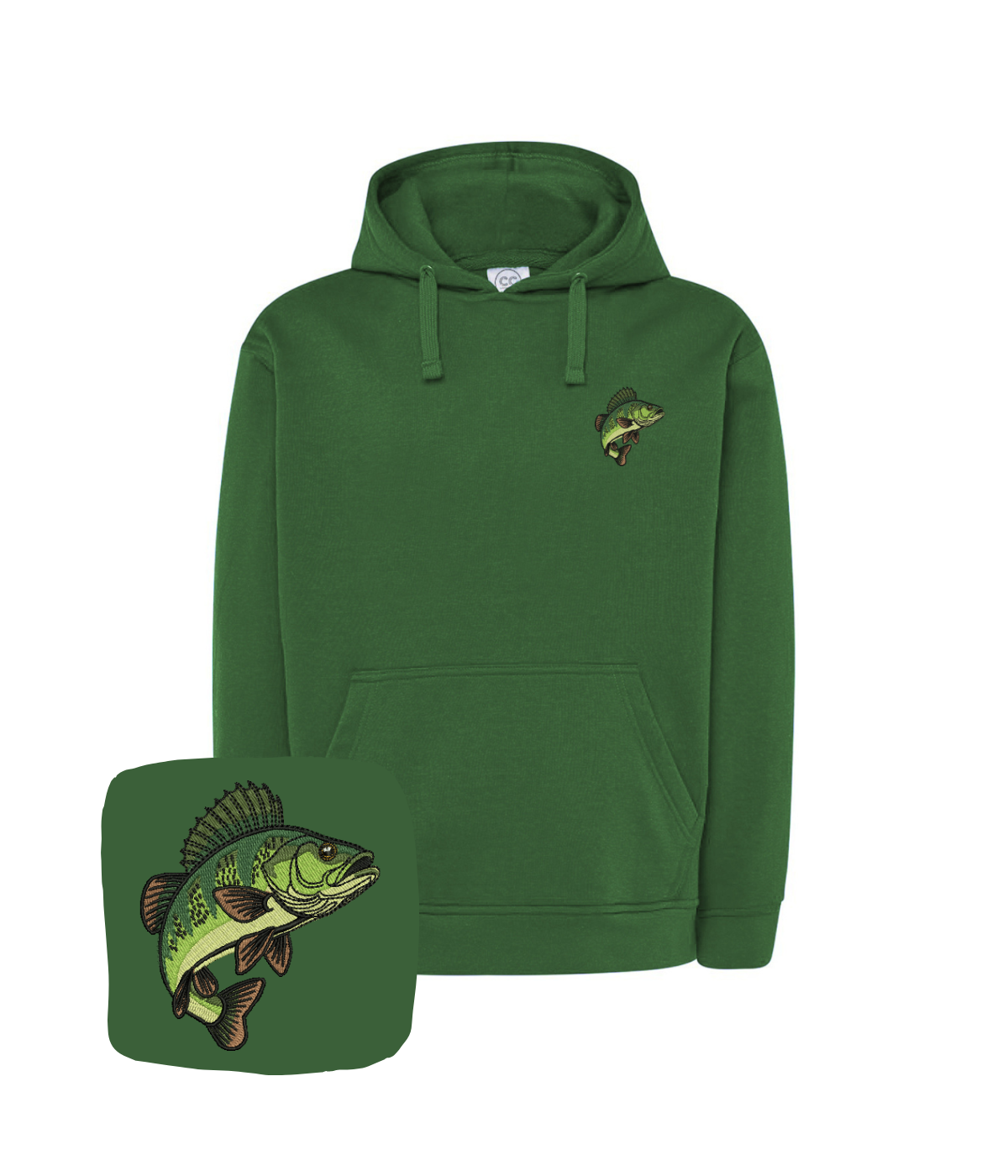 CustomClothes.pl blue sweatshirt with embroidered perch fish design, casual long-sleeve top for everyday wear.