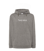 Personalized hoodie with custom text on the front, casual hoodie from CustomClothes.pl, soft fabric and adjustable drawstrings.