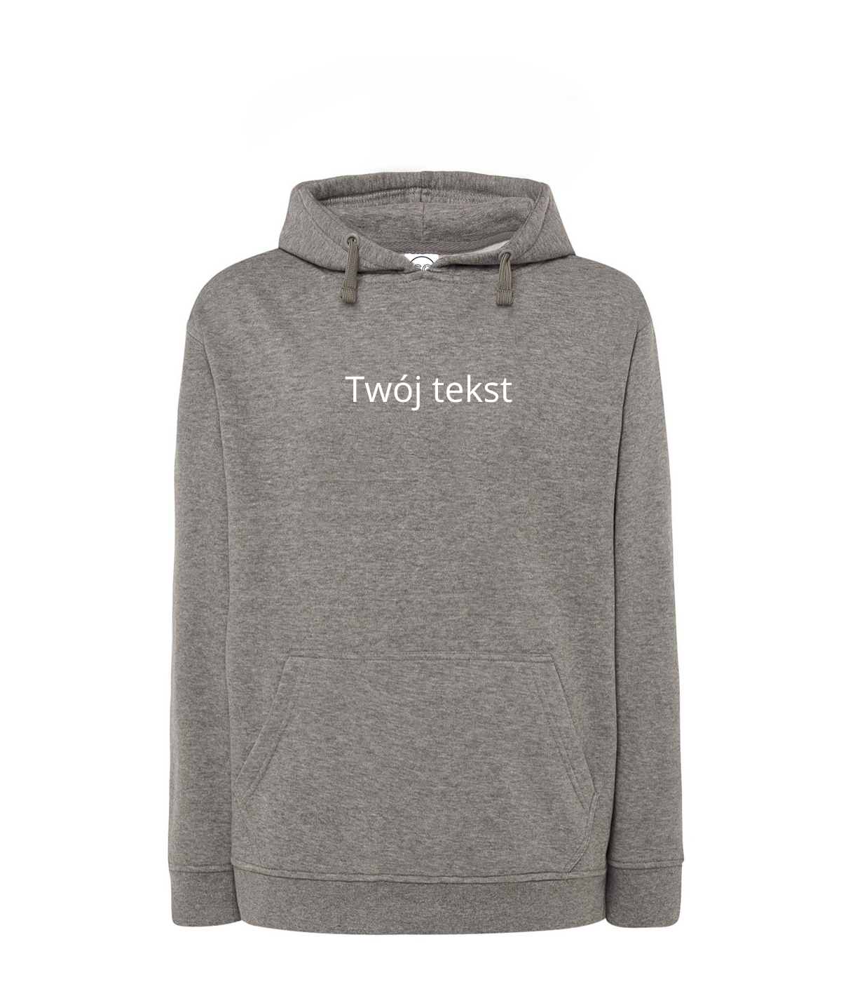Personalized hoodie with custom text on the front, casual hoodie from CustomClothes.pl, soft fabric and adjustable drawstrings.