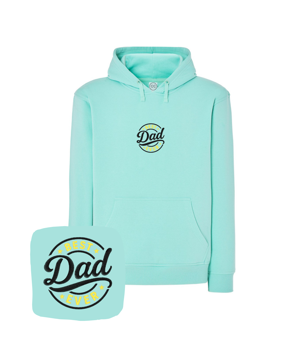Miętowa bluza męska z kapturem oryginalny prezent dla taty wzór Best Dad Ever