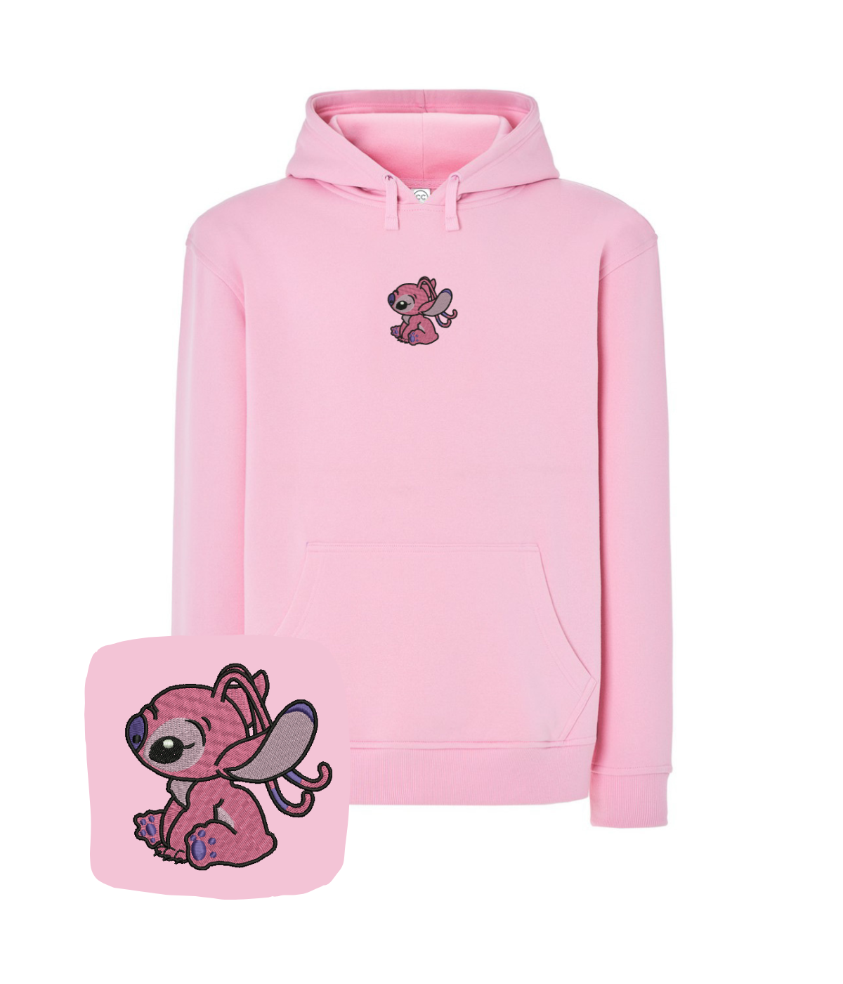 Blue sweatshirt with embroidered angel design from CustomClothes.pl, featuring detailed stitching and a comfortable fit.