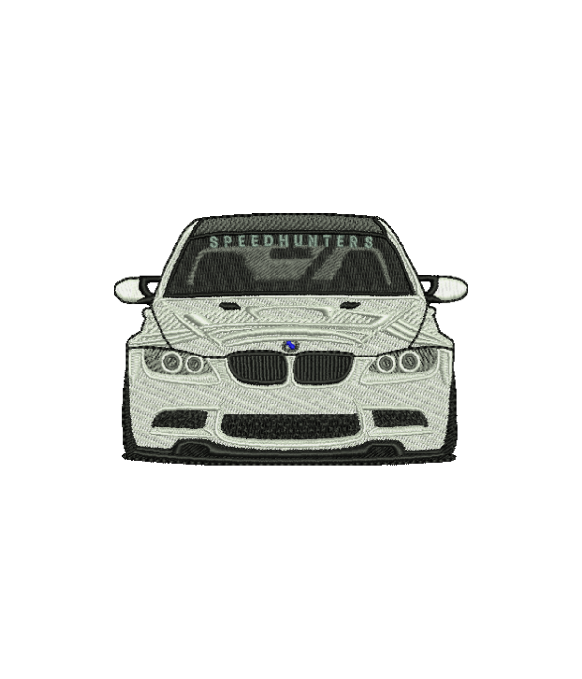 Black BMW embroidered sweatshirt by CustomClothes.pl, featuring detailed BMW logo embroidery on the front.