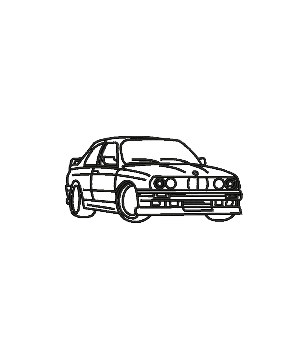 Blue sweatshirt with embroidered BMW E30 M3 outline logo, casual fit, from CustomClothes.pl.