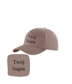 brązowa czapka haft napisu