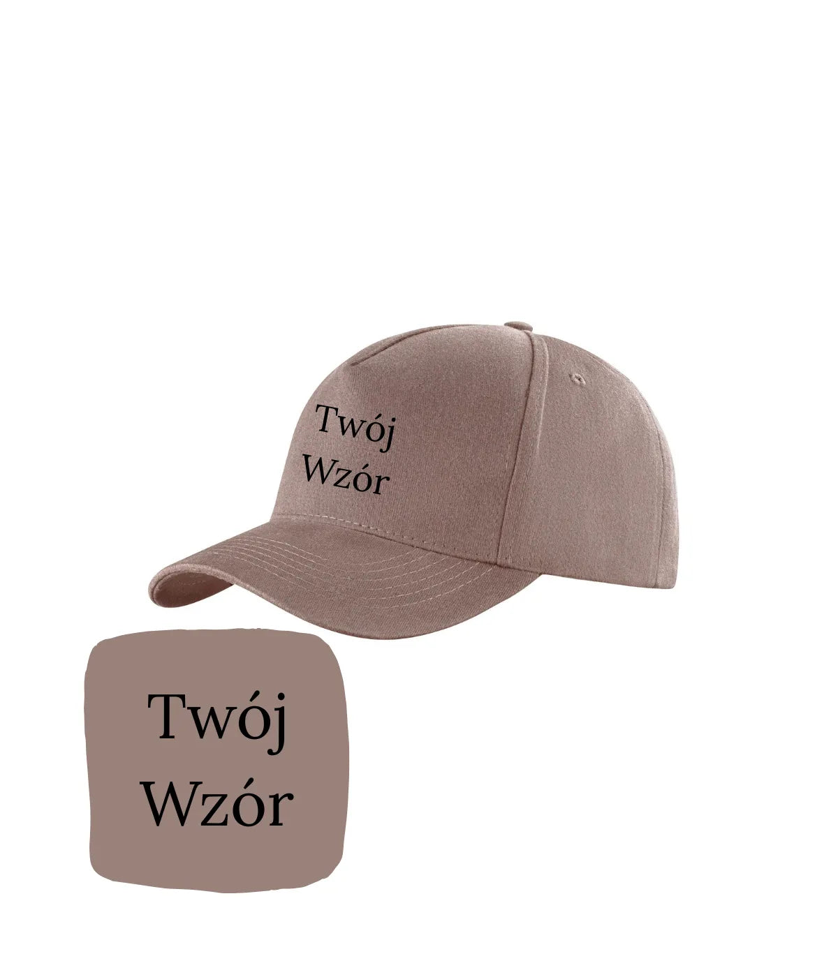 brązowa czapka z haftem 