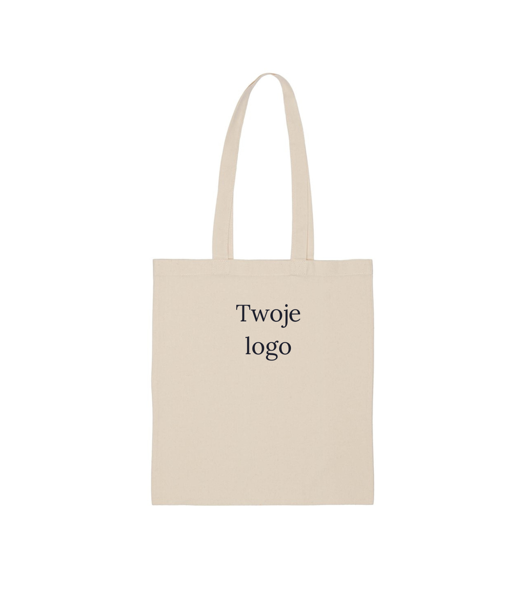 beżowa torba na zakupy z haftem logo