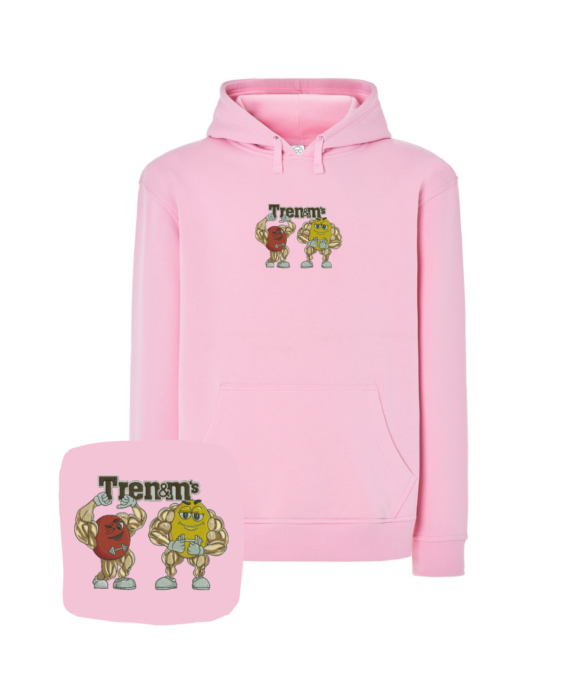 CustomClothes.pl hoodie with humorous embroidery, featuring a gym rat design on a casual zip-up hoodie.