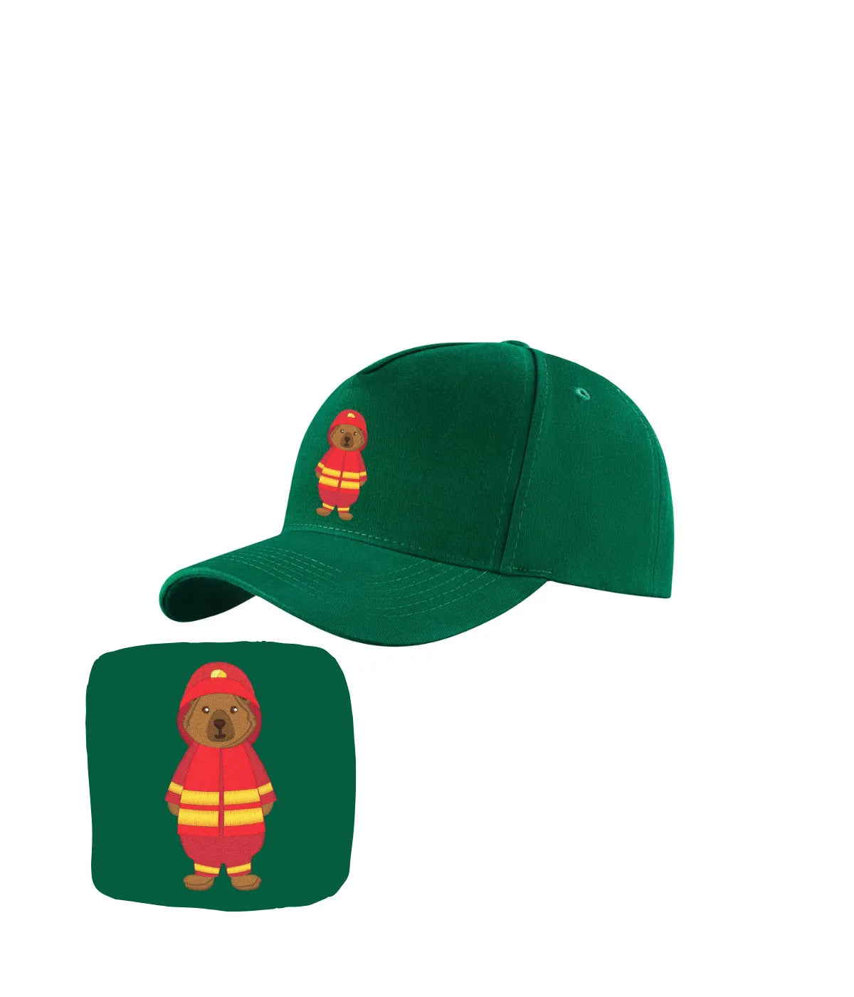 zielona czapka z wyhaftowanym logo