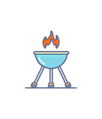 Zbliżenie na haft grilla emoji na koszulce - haft komputerowy, motyw kulinarny, wesoły wzór.