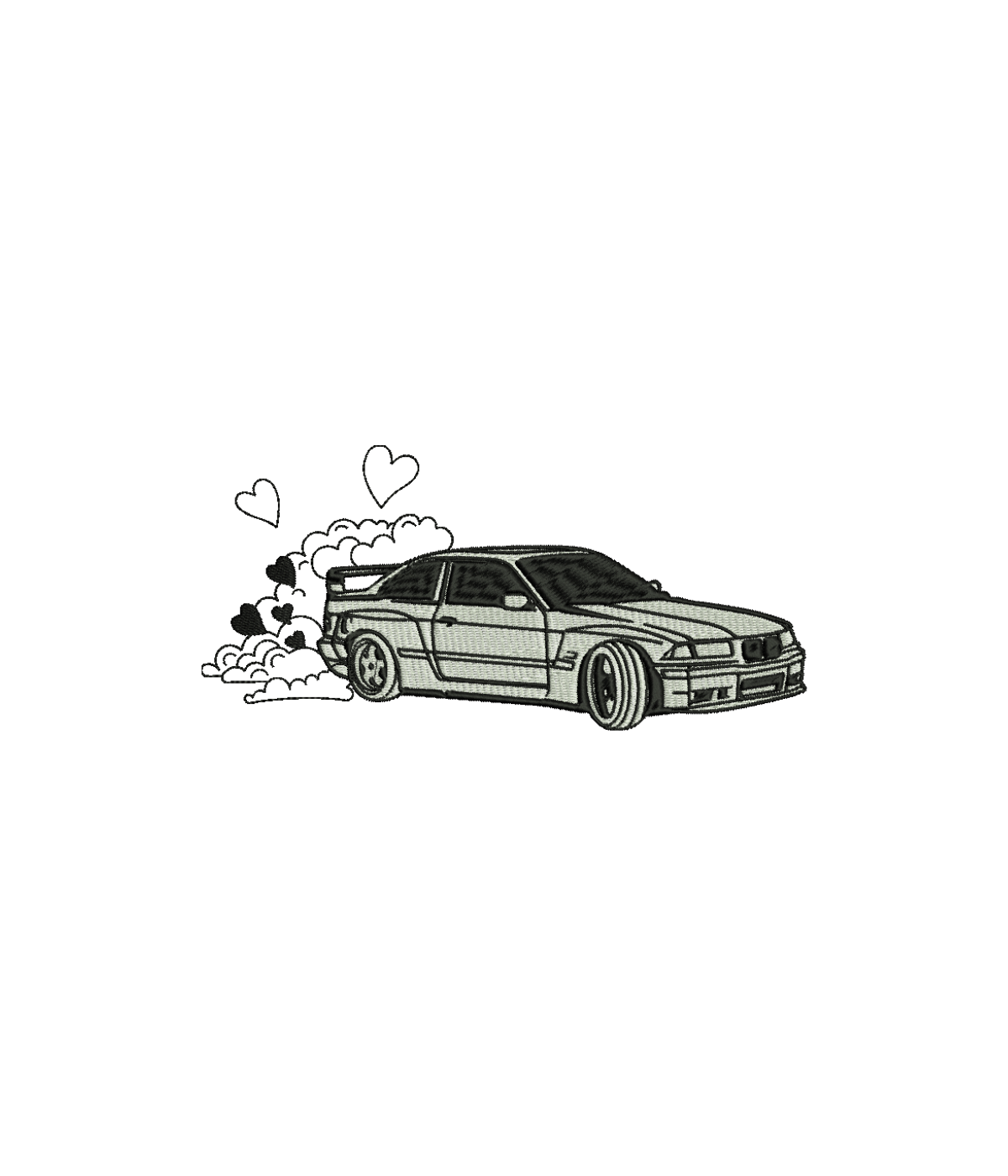 Computer-embroidered BMW E36 T-shirt by CustomClothes.pl, featuring detailed BMW E36 logo embroidery on front.