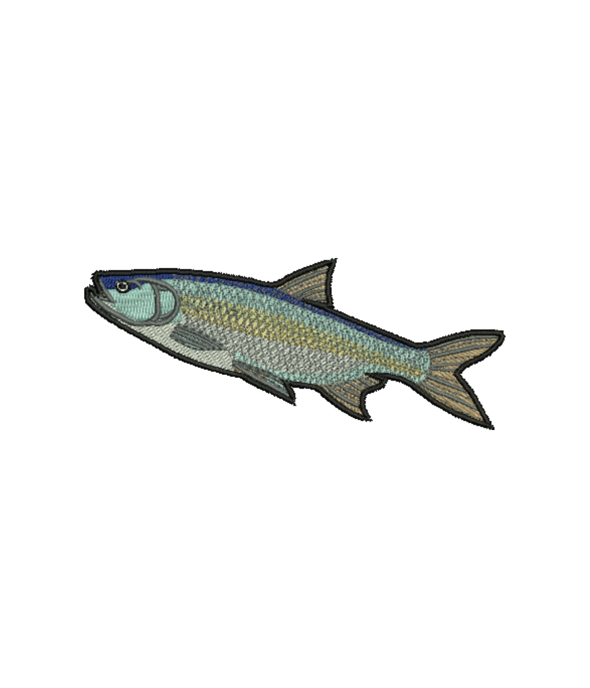 Cotton fishing t-shirt with embroidered walleye fish design by CustomClothes.pl, featuring detailed computer embroidery.