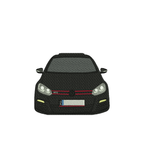 Computer-embroidered VW Golf GTI T-shirt by CustomClothes.pl, featuring detailed VW Golf GTI logo on the front.