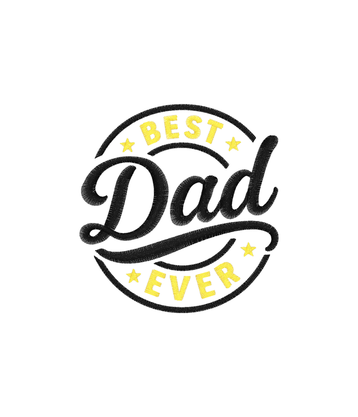  Zbliżenie na czarno żółty haft komputerowy Best Dad Ever na bluzie dla taty