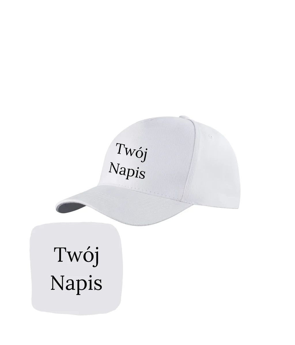 biała czapka z napisem haft