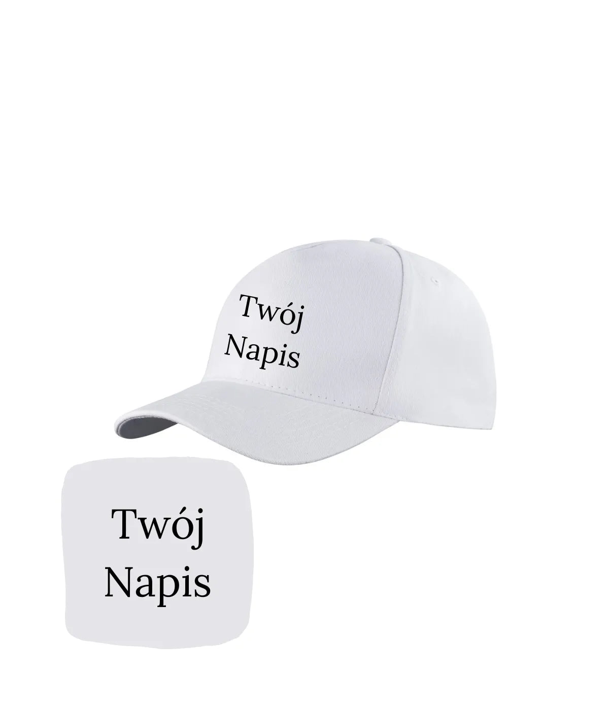 biała czapka z napisem haft
