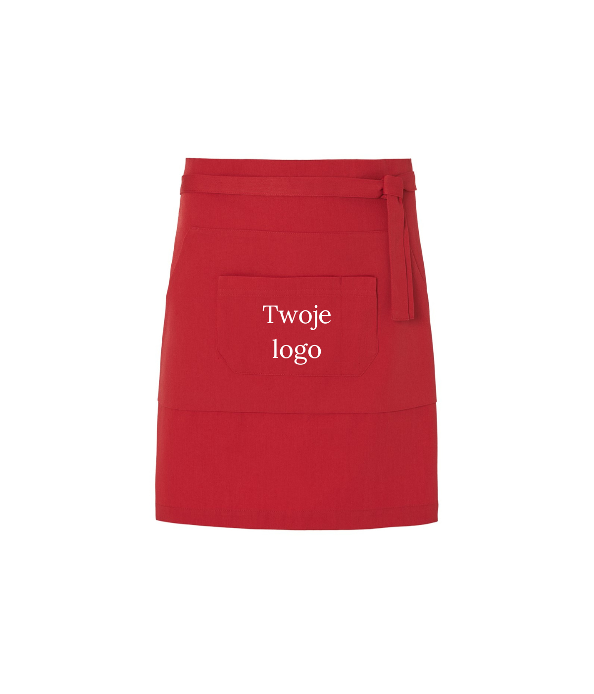 czerwona zapaska kucharska z logo