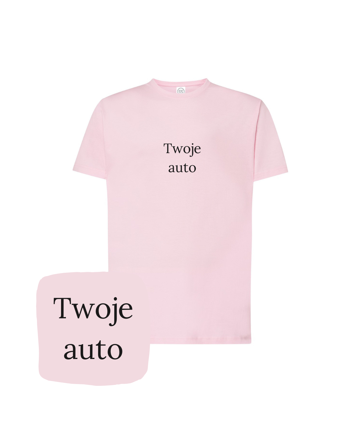 różowa koszulka z wzorem auta