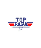 Zbliżenie na haft Top Papa - unikalny design na koszulce, doskonały haft komputerowy.