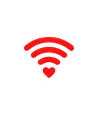 Zbliżenie na haft WiFi z sercem - przykład haftu komputerowego na bluzie