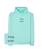 Personalized hoodie from CustomClothes.pl with custom embroidery of your photo, showing detailed stitched design on the front.