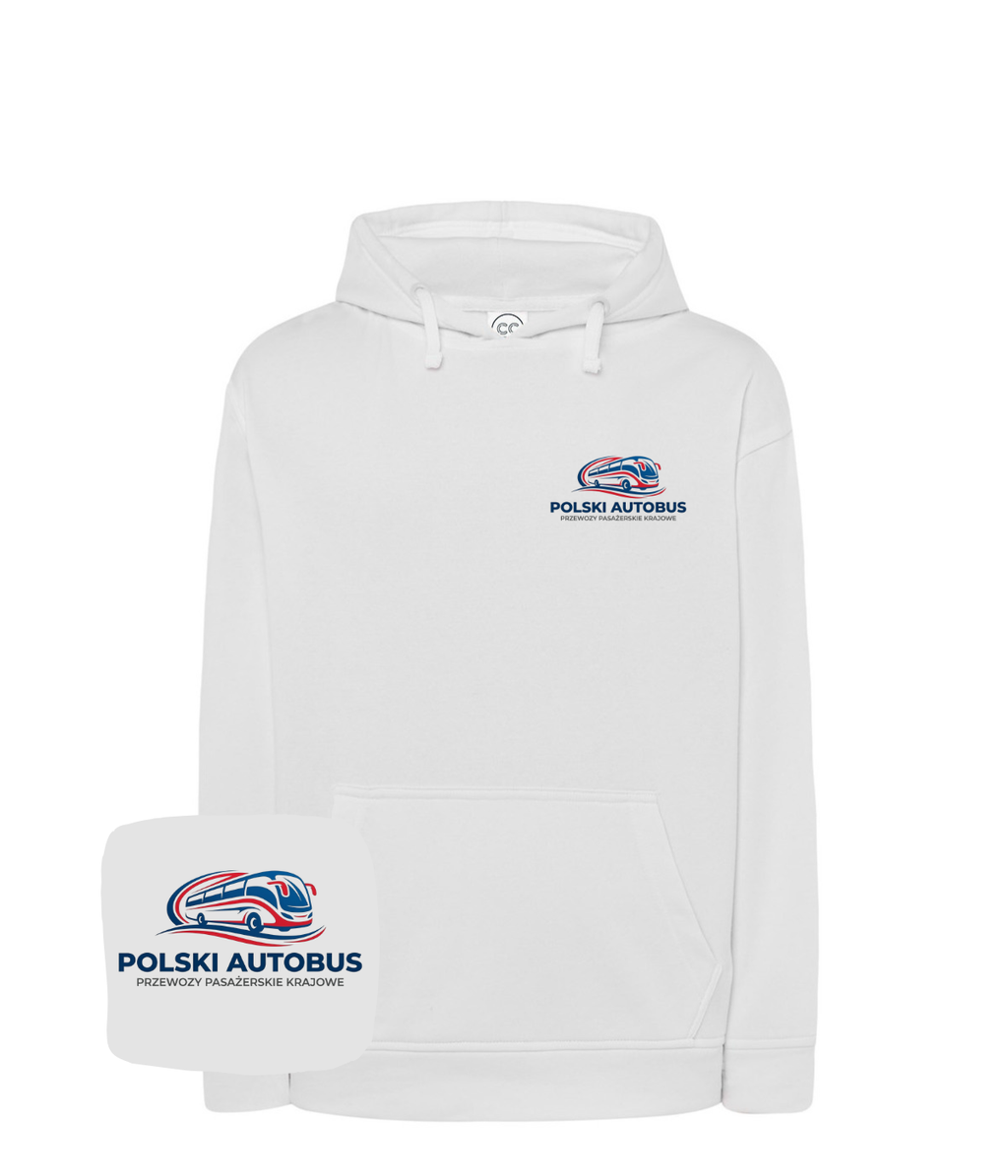 CustomClothes.pl blue sweatshirt with embroidered company logo on the chest, featuring detailed computer embroidery.