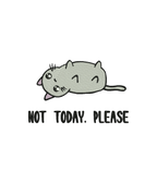 Beige CustomClothes.pl bluza with embroidered "Not today. Please" text and cute embroidered kitten detail on front.