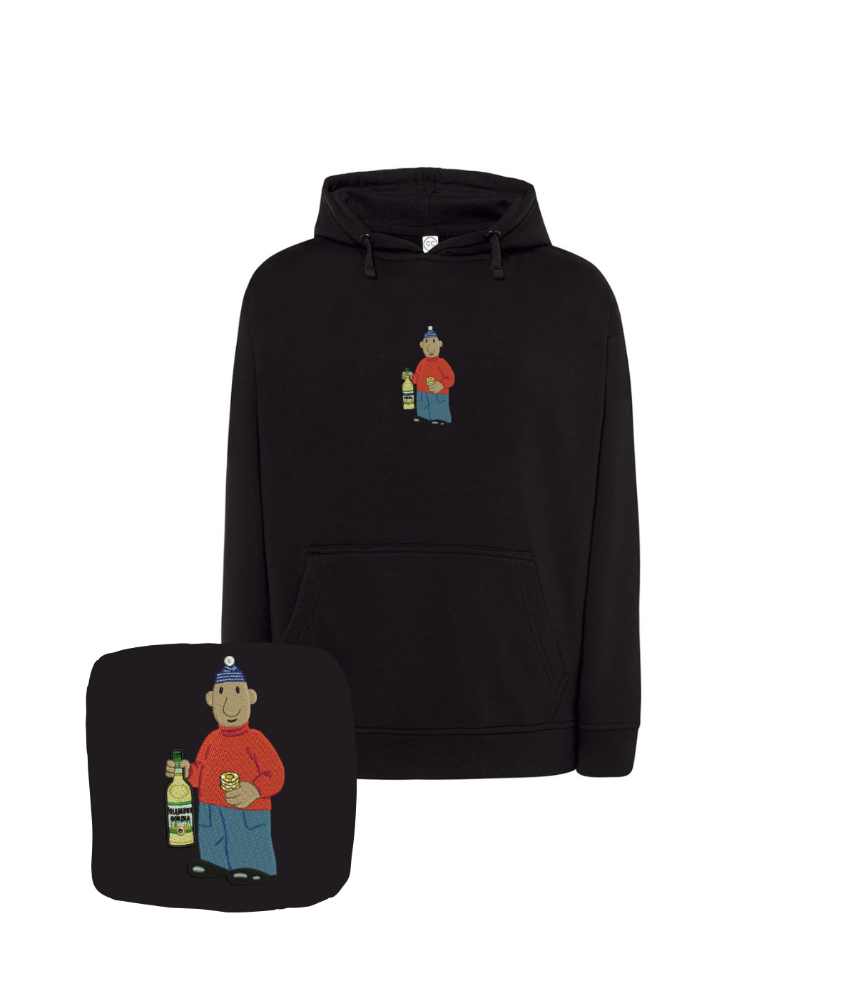 Bluza z haftem sąsiada z butelką żołądkowej gorzkiej