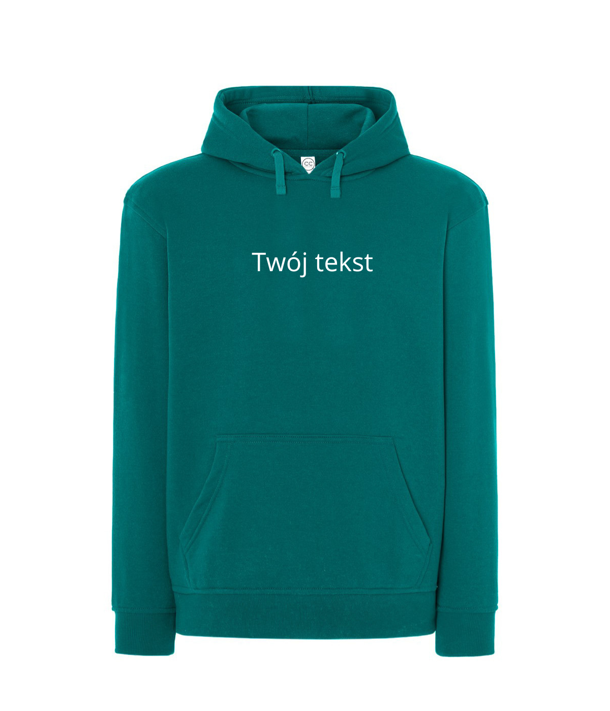 Personalized hoodie with small custom embroidered text, showcasing a cozy fit and soft fabric from CustomClothes.pl.