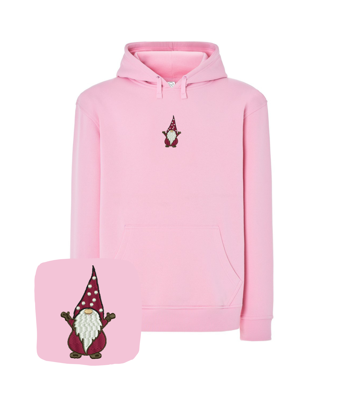 Colorful custom blouse with gnome embroidery, showcasing intricate hand-stitched details on soft fabric.