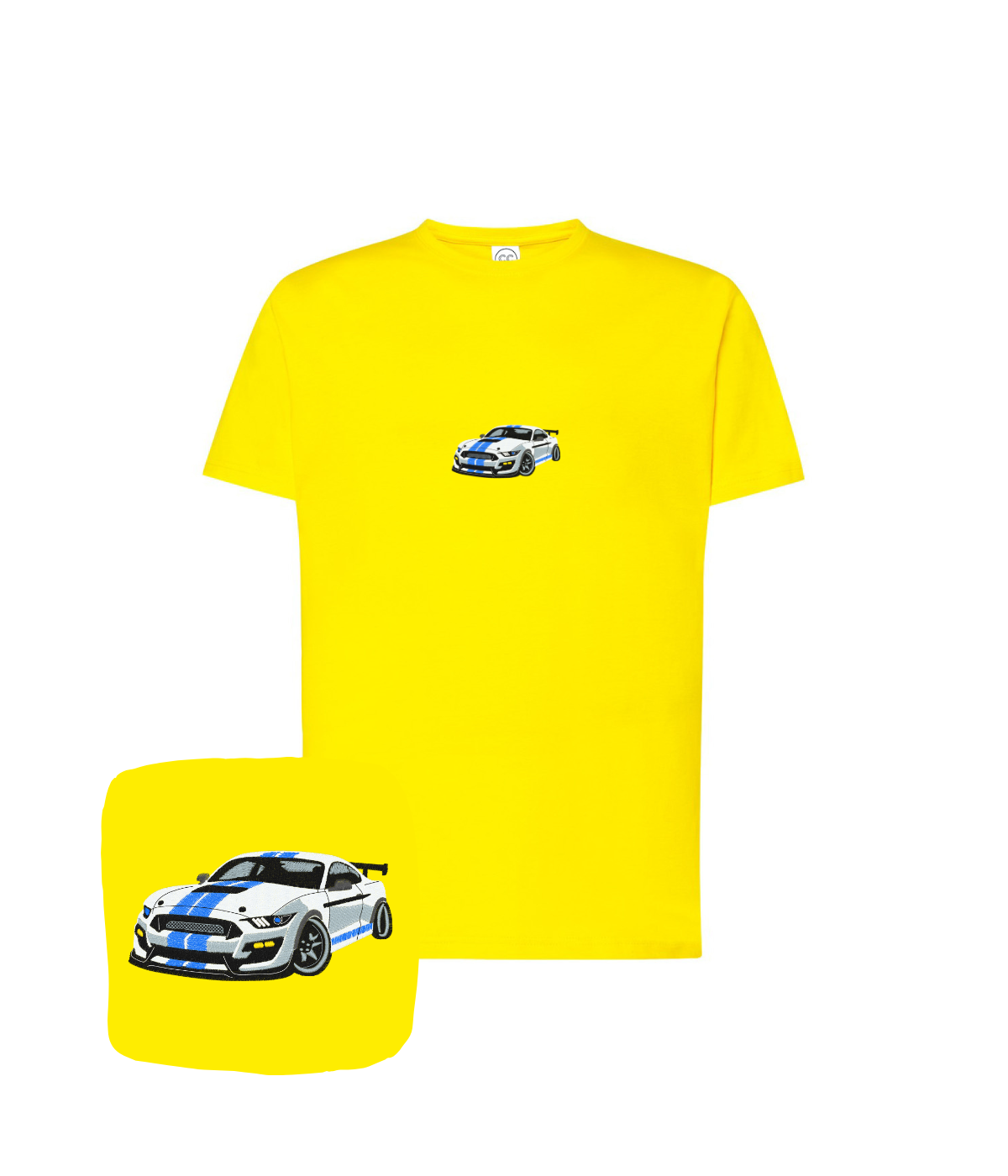 Koszulka motoryzacyjna z haftem sportowego auta – koszulka auto sportowe slim fit, elegancki fason