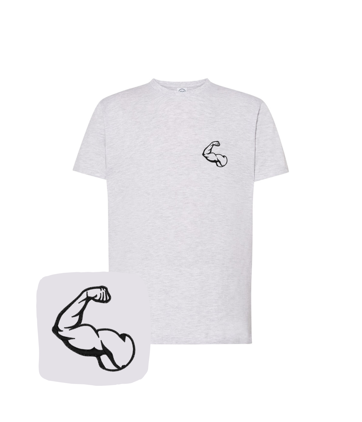 Koszulka z haftem bicepsa – koszulka reklamowa z haftem biceps, od 1 sztuki